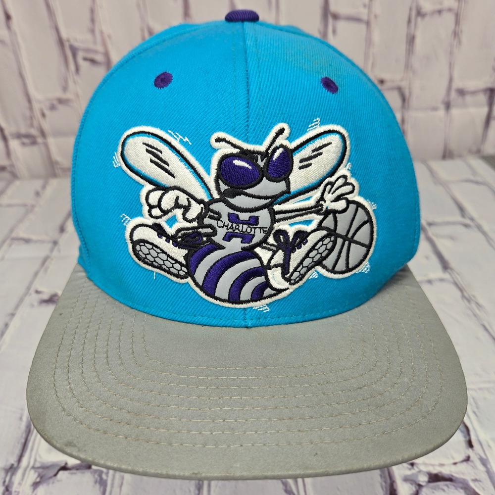 Mitchell & Ness Charlotte Hornets Snapback Hat Teal Silver NBA Basketball Cap‎
